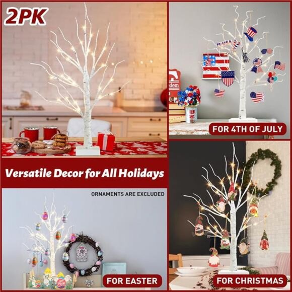 Christmas Decorations Indoor 2 Birch Tree with LED Light Home Decor Indoor - Picture 4 of 13